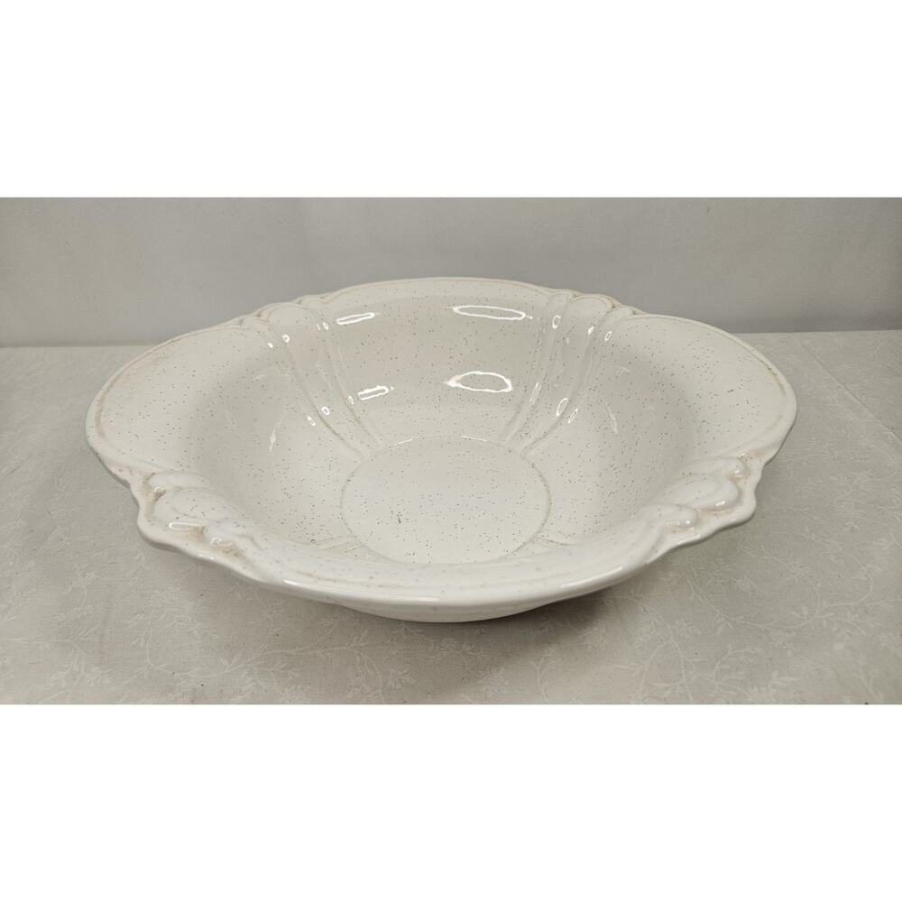 Vintage Treasure Craft Cream Pottery 11" Serving Bowl Lob Handles USA Made